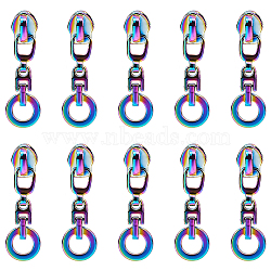 14Pcs Ring #5 Zinc Alloy Replacement Zipper Sliders, for Luggage Suitcase Backpack Jacket Bags Coat, Rainbow Color, 4.4x1.35x0.95cm(FIND-GF0005-70D)