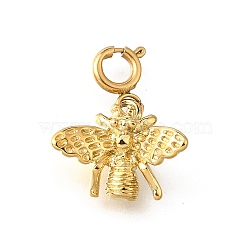 Bees 304 Stainless Steel Pendant Decorations, with Spring Ring Clasps, Ion Plating(IP), Real 18K Gold Plated, 17mm(STAS-H202-08G)