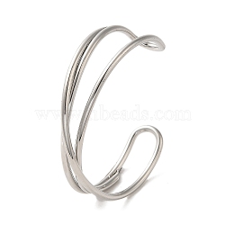 Non-Tarnish 304 Stainless Steel Wire Wrap Cuff Bangles, Knot, Stainless Steel Color, Wide: 9~16mm, Inner Diameter: 2-1/2 inch(6.3cm)(BJEW-Q773-06B-P)