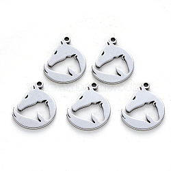 Tarnish Resistant 201 Stainless Steel Pendants, Laser Cut, Fox, Stainless Steel Color, 16x13x1mm, Hole: 1.2mm(STAS-N092-49)