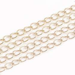 Soldered Brass Curb Chains, with Spool, Real 18K Gold Plated, 5x3.5x0.5mm, about 98.42 Feet(30m)/roll(CHC-S003-06G)