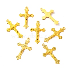 Zinc Alloy Pendants, Crucifix Cross, Religion, Golden, 37x22x2.5mm, Hole: 2mm(FIND-TAC0001-47G)