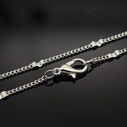 Brass Link Chain Necklace Making, with Brass Lobster Claw Clasps, Silver Color Plated, 16.5 inch(MAK-J009-13S)
