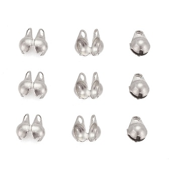 316 Surgical Stainless Steel Bead Tips, Calotte Ends, Clamshell Knot Cover, 6x4mm, Hole: 0.5mm
