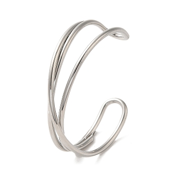 304 Stainless Steel Wire Wrap Cuff Bangles, Knot, Stainless Steel Color, Wide: 9~16mm, Inner Diameter: 2-1/2 inch(6.3cm)