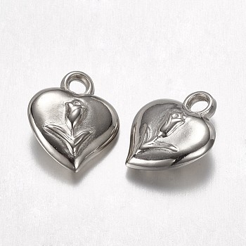 CCB Plastic Charms, Heart, Platinum, 16x13x5mm, Hole: 2mm