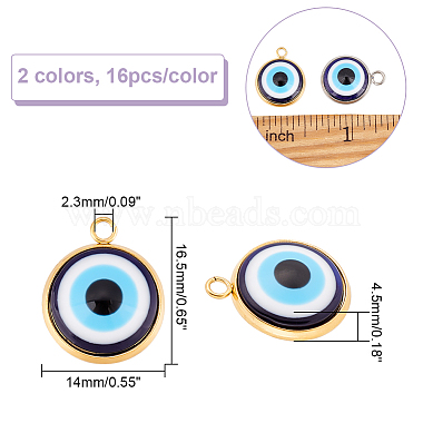 32Pcs 2 Colors Opaque Resin Evil Eye Pendants(RESI-AR0001-21)-2