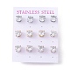 6 Pairs Cubic Zirconia Flat Round Stud Earrings(EJEW-G291-05D-M)-1