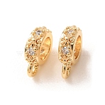 Brass Micro Pave Cubic Zirconia Tube Bails, Loop Bails, Rack Plating, Long-Lasting Plated, Lead Free & Cadmium Free, Real 18K Gold Plated, 9x7x3mm, Hole: 1.5mm, Inner Diameter: 3.5mm(CU-F942-19G)