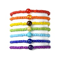 7Pcs 7 Style Natural & Synthetic Mixed Gemstone & Glass Seed Beaded Stretch Bracelets Set, Stackable Bracelets for Women, Inner Diameter: 2-1/8~2-1/4 inch(5.3~5.6cm), 1Pc/style(BJEW-JB09659)