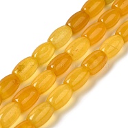 Natural Dyed White Jade Beads Strands, Oval, Goldenrod, 11.5~12x7.5~8mm, Hole: 0.8mm, about 29~32pcs/strand, 12.99''~15.16''(33~38.5cm)(G-M402-A01-02)