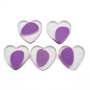Transparent Resin Beads, for Pendant Making, Half Drilled, Heart, Dark Orchid, 37~37.5x37~37.5x4.5~5.5mm, Half Hole: 1mm(CRES-S362-006E)