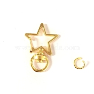 Star Alloy Swivel Clasps, Lanyard Push Gate Snap Clasps, Golden, 3.4x2.4x0.6cm, Hole: 9x5mm, Jump Ring: 8x1mm(PURS-PW0001-430G)