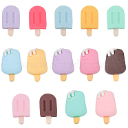 84Pcs 14 Styles Opaque Resin Imitation Food Cabochons, Ice Pop, Mixed Color, 18.5~24x10.5~15x4~6mm, 6pcs/style(RESI-SC0002-76)