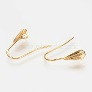 Brass Earring Hooks, Ear Wire, Cadmium Free & Lead Free, with Horizontal Loop, Nickel Free, Real 18K Gold Plated, 16x17x5mm, Hole: 2.5mm, 24 Gauge, Pin: 0.5mm(KK-S336-42G)