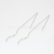 Brass Stud Earring Findings, Nickel Free, Real Platinum Plated, 120mm, Pin: 0.8mm(KK-Q735-333P)