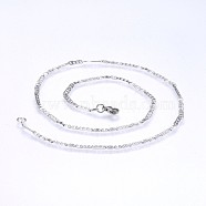 304 Stainless Steel Mariner Link Chains Necklaces, Stainless Steel Color, 17.71 inch(45cm), 2.5mm(NJEW-P223-05P)