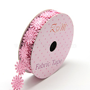 Glitter Powder Polyester Ribbons, Flower, Pearl Pink, 5/8 inch(17mm), about 2yards/roll(1.8288m/roll)(X-SRIB-S048-04A)
