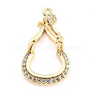 Brass Micro Pave Clear Cubic Zirconia Pendant Cabochon Settings, Open Back Settings, Real 14K Gold Plated, Gourd, Tray: 14x9mm, 19.5x12x7mm, Hole: 0.9mm(KK-Q794-02B-G)