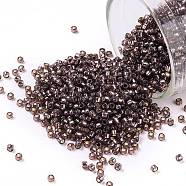 TOHO Round Seed Beads, Japanese Seed Beads, (2114) Silver Lined Milky Nutmeg, 15/0, 1.5mm, Hole: 0.7mm, about 15000pcs/50g(SEED-XTR15-2114)