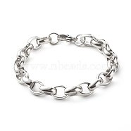 Men's 304 Stainless Steel Rolo Chain Bracelets, Polishing, Stainless Steel Color, 8-7/8 inch(22.5cm)(BJEW-JB06673-02)