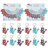 Alloy Enamel Cat Charm Locking Stitch Markers, 304 Stainless Steel Clasp Stitch Marker, Mixed Color, 4.3cm, 3 colors, 4pcs/color, 12pcs/set(HJEW-PH01789)