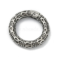 Tibetan Style 316 Surgical Stainless Steel Spring Gate Rings, Textured Snake Round Ring, Antique Silver, 22x3.3mm(STAS-E191-06AS-01)