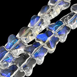 Electroplate Transparent Glass Beads Strands, Butterfly, Clear, 8x10x6mm, Hole: 1mm, about 90pcs/strand, 10.08 inch(25.6cm)(EGLA-G037-11A-AB01)