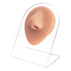 Acrylic Display Stands, with Navajo White Silicon Imitation Nose, for Stainless Steel Jewerly Display, Clear, Stand: 8x5.1x10.2cm, Hole: 57mm(AJEW-WH0270-13)