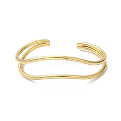 Rack Plating Brass Cuff Bangles, Open Bangles for Women, Cadmium Free & Lead Free, Real 18K Gold Plated, 1/4~7/8  inch(0.65~2.2cm), Inner Diameter: 2-1/8x2-1/2 inch(5.3x6.45cm)(BJEW-A137-10G)