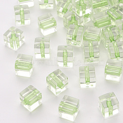 Transparent Acrylic Beads, Cube, Yellow Green, 8x7.5x7.5mm, Hole: 1.8mm, about 900pcs/500g(TACR-S154-12A-83)