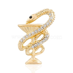 Snake Alloy Rhinestone Brooches, Golden, 35x26mm(PW-WGD883D-01)