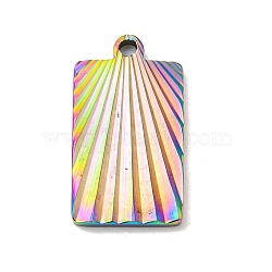 Ion Plating(IP) 304 Stainless Steel Pendants, Rectangle Charm, Rainbow Color, 21x11.5x1.9mm, Hole: 1.8mm(STAS-D025-06M-01)