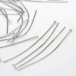 Iron Flat Head Pins, Nickel Free, Platinum, 35x0.6mm, 22 Gauge, about 3400pcs/500g, Head: 1.5mm(IFIN-R217-0.6x35-P-NF)