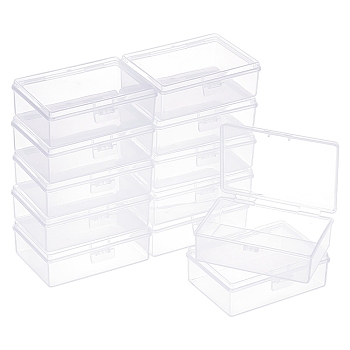 Plastic Bead Containers, Rectangle, Clear, 9.5x6.5x3.2cm