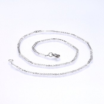 304 Stainless Steel Mariner Link Chains Necklaces, Stainless Steel Color, 17.71 inch(45cm), 2.5mm