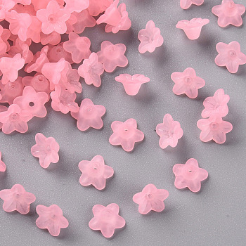 Transparent Acrylic Beads, Flower, Frosted, Hot Pink, 10x5mm, Hole: 1mm, about 4600pcs/500g