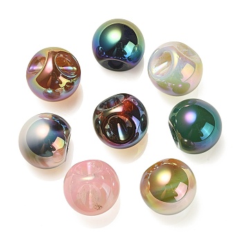 UV Plating Rainbow Iridescent Acrylic Beads, Round, Mixed Color, 16.5mm, Hole: 3mm