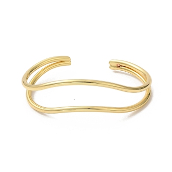 Rack Plating Brass Cuff Bangles, Open Bangles for Women, Cadmium Free & Lead Free, Real 18K Gold Plated, 1/4~7/8  inch(0.65~2.2cm), Inner Diameter: 2-1/8x2-1/2 inch(5.3x6.45cm)