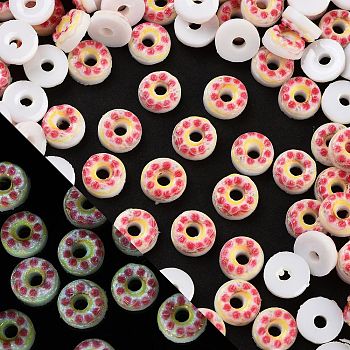 Luminous Resin Imitation Food Decoden Cabochons, Glow in the Dark, Donut, Coral, 8.5~9x4.5mm