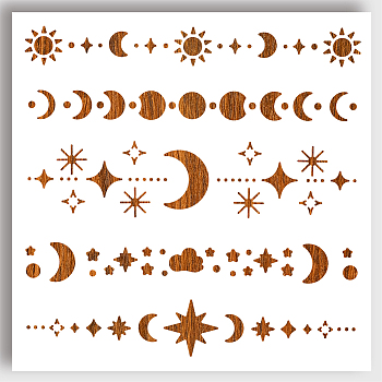 PET Hollow Out Drawing Painting Stencils, for DIY Scrapbook, Photo Album, Moon, 300x300mm