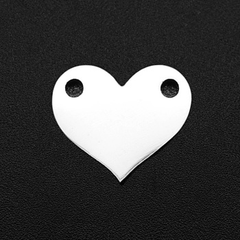 201 Stainless Steel Links, Heart, Laser Cut, Stamping Blank Tag, Stainless Steel Color, 8.5x10x1mm, Hole: 1.2mm