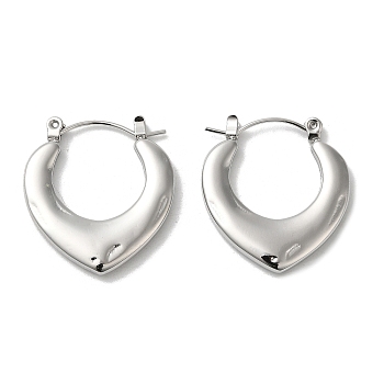 304 Stainless Steel Hoop Earrings for Women, Taerdrop, Stainless Steel Color, 25x23x3mm