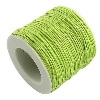 Waxed Cotton Thread Cords, Green Yellow, 1mm, about 100yards/roll(300 feet/roll)