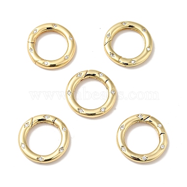Brass Pave Clear Cubic Zirconia Spring Gate Rings(X-KK-J301-15G)-2