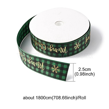 1 rouleau de rubans gros-grain polyester imprimé joyeux noël(OCOR-YW0001-05A)-4