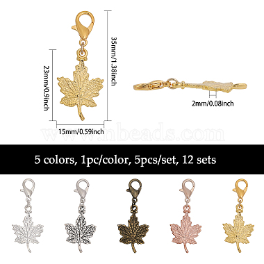 12 Sets Maple Leaf Alloy Pendants Decorations Set(HJEW-CA0001-61)-2