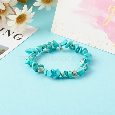 Synthetic Turquoise(Dyed) Chip Bead Stretch Bracelets for Children(BJEW-JB06388-08)-2