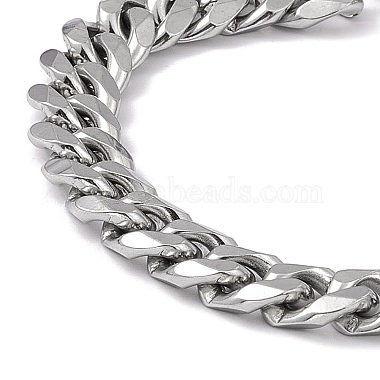 201 Stainless Steel Curb Chain Bracelet with 304 Stainless Steel Clasps for Men Women(BJEW-M235-02C-P)-2
