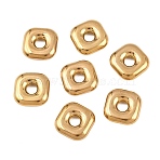 201 Stainless Steel Beads, Square, Golden, 16x16x4.5mm, Hole: 4.5mm(STAS-D210-04G)